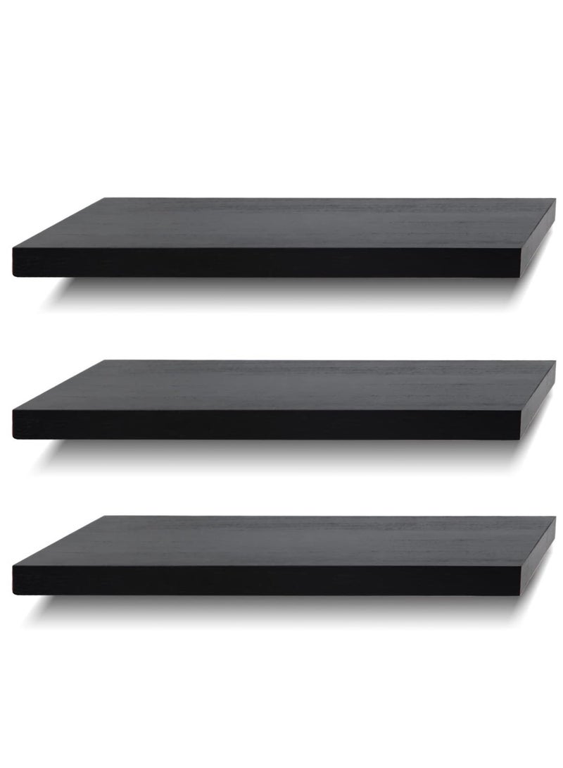 ميرتينج أرفف عائمة 3 قطع طقم أرفف حائط عائمة مزخرفة مثبتة على الحائط مع حوامل أنيقة غير مرئية للتخزين من الخشب الصناعي الحديث مع طلاء نهائي غير لامع لغرفة النوم والمعيشة - Image 3